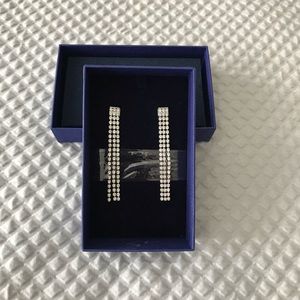 Swarovski Crystal Pierced 3-Strand Earrings